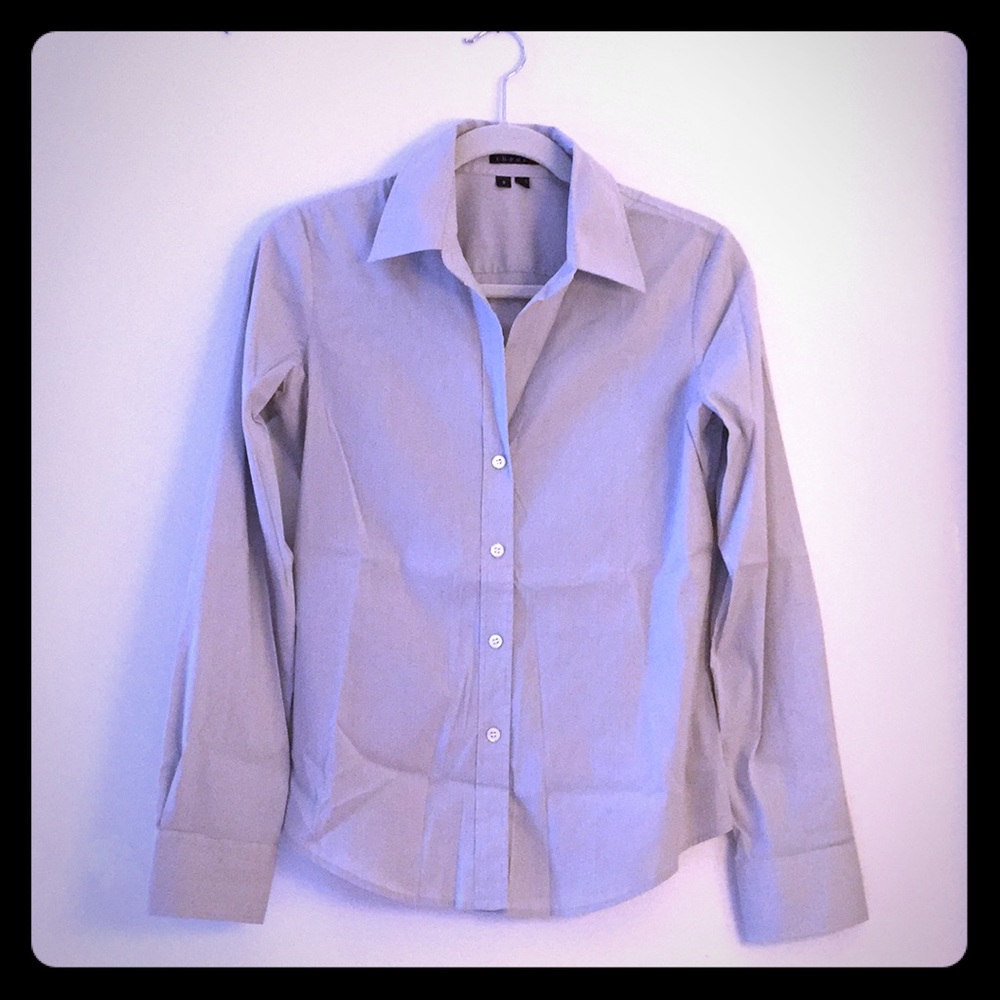 Theory Button Down Dove Grey/ White Micro Stripe - image 1
